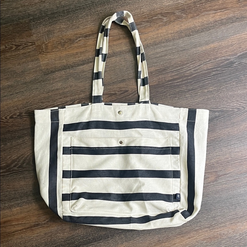 Striped Canvas Tote Bag
